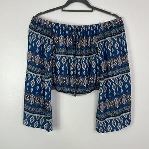 ALTAR'D STATE Off the Shoulder Boho Festival Crop Top Long Sleeves Womens Small